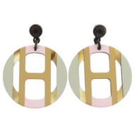 愛馬仕 H equipe水牛角/粉紅色漆面耳環 0110 [二手] 成色極佳