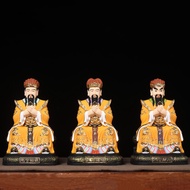 Cypress Carved Real Gold Drawing Gold Painted Three Senses Heaven Official Earth Official Water Offi