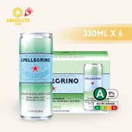 [SINGLE PACK] SAN PELLEGRINO Natural Sparkling Mineral Water 330ML X 6 (CAN)