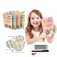 4 Books of Children's Magic Books, Reusable 3D Calligraphy Copybooks, English Number Lettering Magic