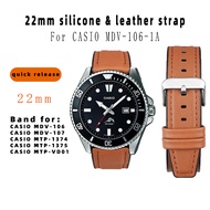 For CASIO MDV-106-1A Silicone leather strap MTP-VD01/MTP-1374/1375 watch strap 22mm Watchband