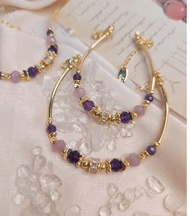 錠放紫藤-烏拉圭紫水晶【療癒石】半寶石手鍊│天秤座幸運水晶