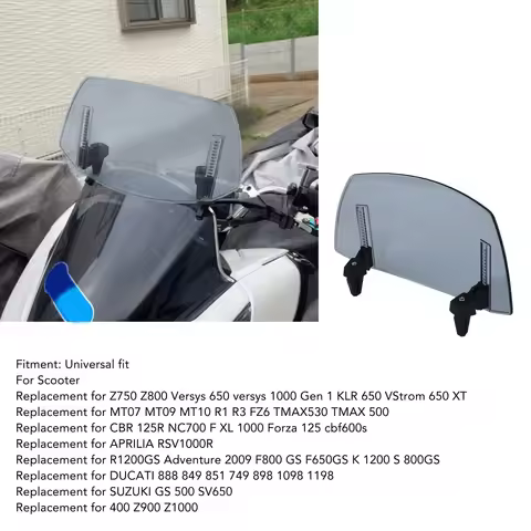 Motorcycle Adjustable Windscreen Universal Fit Wind Deflector for MT07 MT09 MT10 R1 R3 FZ6 TMAX530 T