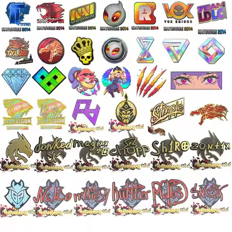 CSGO CS2 Holographic Waterproof Laser Sticker Titan Howl Crown Donk Shanghai Major Team Tablet Refri