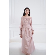 Midi Dress Satin Korean Style long sleeve Arqelclo Sienna Dress Vintage Dress Korea DN333 By DG