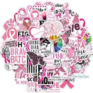 50pcs Breast Cancer Awareness Stickers Pink Ribbon Waterproof Decal for Women Laptop Scrapbook Water