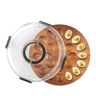 Deviled Egg Container with Lid 2026 Upgraded Wooden Tray(24) Ideal for Easter Gift Set