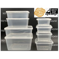 [CB Ware 10pcs-SQ1 SQ5 SQ7 SQ250 SQ350 SQ450 SQ1500] Square Microwave Food Container With Lid / Kota