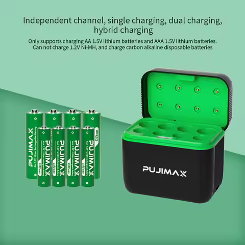 PUJIMAX 1.5V Curved Appearance Battery Charger AA/AAA Lithium Battery Charger Charging 4 AA+4 AAA Re