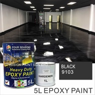 9103 BLACK ( 5L EPOXY FOUR SEASONS ) Paint Epoxy Floor Paint Coating 5 LITER ( Cat Lantai Simen Epoxy mici