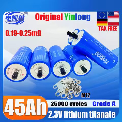 Original Yinlong 2.3V 45ah lithium titanate battery LTO 66160 DIY 12V 24V 48V RV solar storage car a