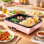 REDBUZZ Electric Cooking Pot Non-Stick BBQ Heating Pan Breakfast Machine Steamboat Rice Cooker Pot B