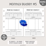 Planner Book Refill Binder Monthly Budget Simple Minimalist M5