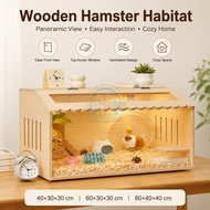 Premium Wooden Hamster Habitat Cage with Acrylic Window | Sangkar Habitat Hamster Kayu Premium denga