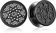 1 Pair Classic Ear Gauges Cute Viking Theme Design for Stretched Ears Hypoallergenic 316 Stainless S