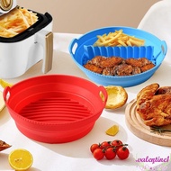 VALENTINE1 Air Fryer Baking Pan, Foldable Silicone Air Fryer Baking Basket, Air Fryer Accessories Heat Safe Round with Dividing Pad Air Fryer Liner Oven