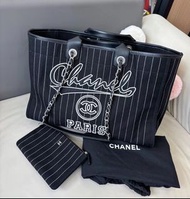 Chanel Tote Bag 沙灘包 shopping bag 黑白條紋