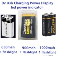 9V Rechargeable Battery 1604G F22 800mAh Li-ion LithiumUSB Charger  charge charging Portable