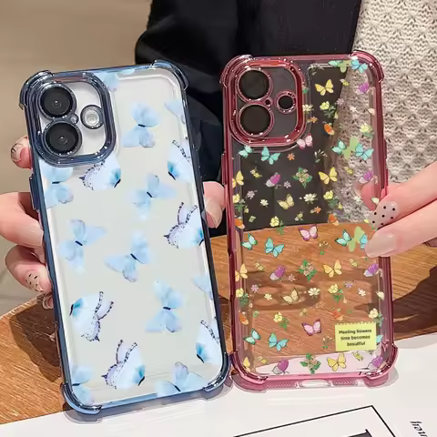 Phone Case For Motorola Edge 50 60 70 Fusion 5G G75 G35 G15 G77 G60 G06 G24 Butterfly Plating Corner