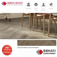 Sehati Super Parket Lantai SPC Lantai Kayu Lantai Vinyl Herringbone Kayu Jepang Japandi SPC Soft Mad
