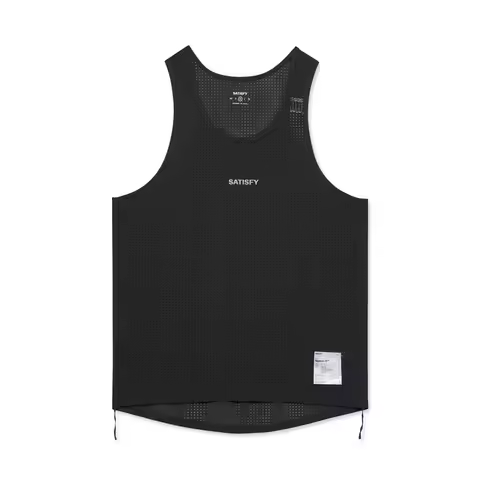 SATISFY Space Singlet sleeveless running vest breathable mesh letter print vest