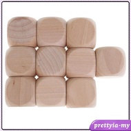 [PrettyiaMY] 10PCS Wooden Blank Dice D6 30mm for Kids & Children DIY Decorating Game Toy