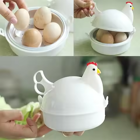 Practical Lovely Chicken Shaped Eggs Boiler Steamer 4 Eggs 1Egg Microwave Eggs Cooker Cooking Tool K