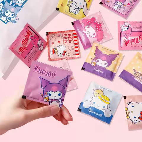 Kuromi Hello Kitty My Melody Cinnamoroll Printed Gloves Individually Wrapped Hand Protection For Kit