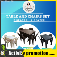 Dining Set Plastic Rattan Table and Chairs Set 2 Seater 4 Seater Indoor Outdoor Tables Chairs Set