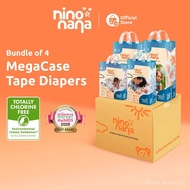 Nino Nana MegaCase Tape Diapers [Bundle of 4] NB (up to 4kg) | S (4-6kg) | M (6-10kg) | L (9-13kg)