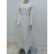Dress Off White Lace Soft Net Embroidery Baju Tunang Baju Nikah Baju Pengantin Wedding Bridal