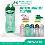 Hongzhuo Botol Minum Hooray 2 Liter Jumbo Besar Sport Straw Bottle