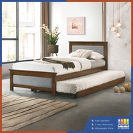 HI SEASON Single Solid Wood Bed Frame/Pull Out Bed/Pull Out Bingkai Katil Besi / WHITE / WALNUT