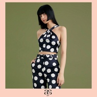 [asv aw24] Polka Dot Halter Top เสื้อผู้หญิง แต่งคล้องคอ ทรงครอป ผ้าลายจุด