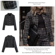 HITAM 35147 Black Blazer Imported Black Plaid Tweed Blazer