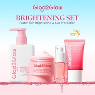 Glad2Glow Skincare Sunscreen 4pcs Set Moisturizer/Serum/Sunscreen/Cleanser Acne Brightening Repair T