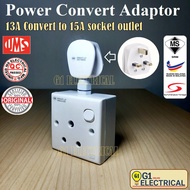 Power Convert Adaptor ( 3pin FUSED)13A convert to 15A socket outlet (1Gang)& 15A to 2X15A socket out