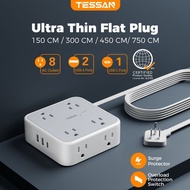 TESSAN Extension Wire with USB+Type C,Flat Plug Power Strip Portable Extension Cord High Quality