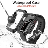 Armor glass waterproof case For Apple watch case series 9 8 7 6 SE 5 4 3 2 45mm 44mm 41mm 40mm protective case
