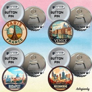 Ashgianly FRANCE, HUNGARY, ITALY Button Pin / Badge Pin Button Opener with magnet
