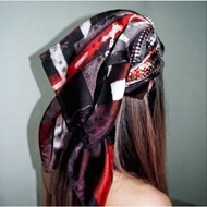 [Qwerky] Walking Red Flag Bandana - Faux Silk, 70cm, headscarf, hair band, scarf, bag accessory