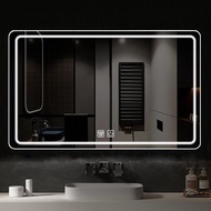 🔥Ready Stock🔥Smart LED bathroom mirror with light time and display defogging function three color light touch control cermin besar
