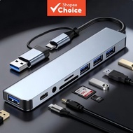 USB C Hub 8 In 1 USB 3.0, with 1 X USB 3.0, 3 X USB 2.0 and 1 X USB C, SD/TF Card Reader, 3.5mm Aux 
