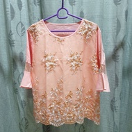 [Preloved] Aunty Embroidery Lace Blouse (10/10)