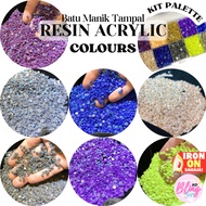 Resin Acrylic Colour Hotfix Rhinestones Iron On Batu Manik Tampal Batu Tabur Aksesori Hiasan Tudung, Baju, Jubah