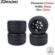 4PCS RC 115mm Monster Truck Car Rubber Tire Wheel Tyre Rim Hub 12mm Hex For 1/10 RC Buggy Off-road C