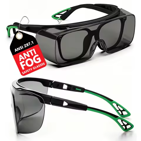 Safety Glasses Over Glasses,ANSI Z87.1 Lenses with Anti-Fog & Scratch,Side Protection, Adjustable Pr