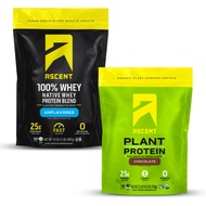 Ascent Whey + Plant Protein Powder - Unflavored 2 lb & Chocolate 18 Servings