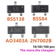 100pcs/10pcs 2N7002B AO3403A BSS84 BSS138 SOT-23 MOS (Field Effect Transistor) Chip