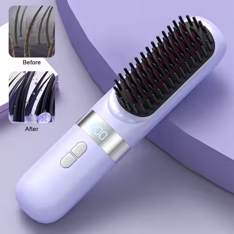 Multifunctional Hair Straightening Comb Electric Heating Comb Straight Hair Curly Hair 2 in 1 Comb S